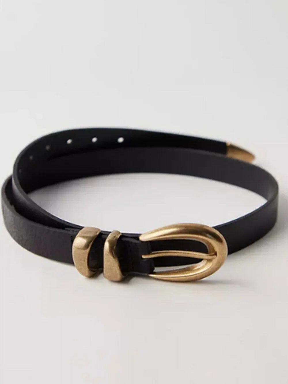 New! Free People Siren Black Leather Belt M/L